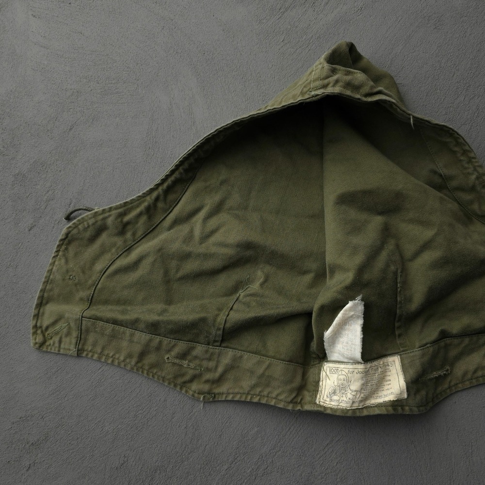 Vintage 1940s Green M-1943 Field Jacket Hood Medium Military US Army M-43 - Picture 9 of 10